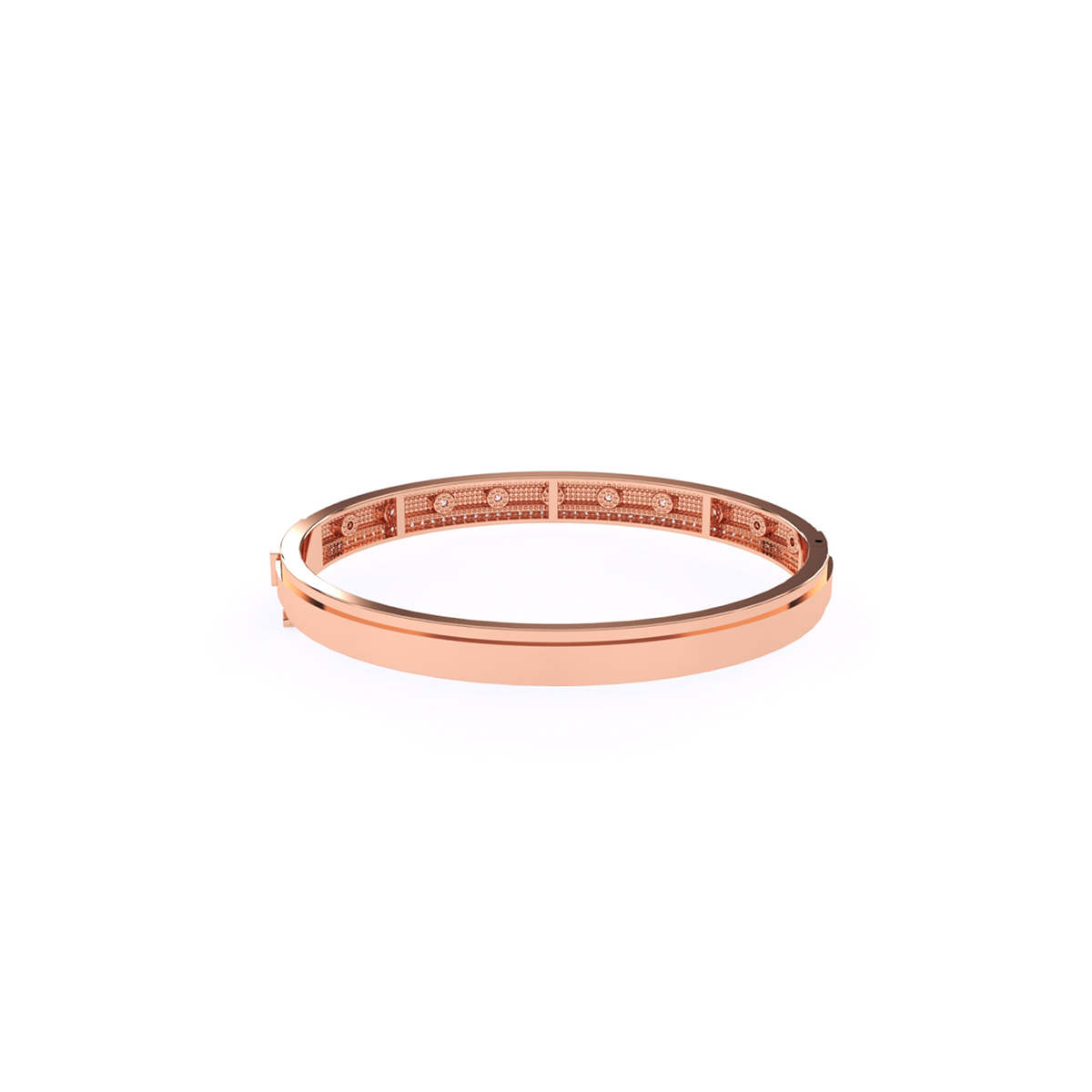 14K Rose Gold Classic Diamond Bangle Bracelet